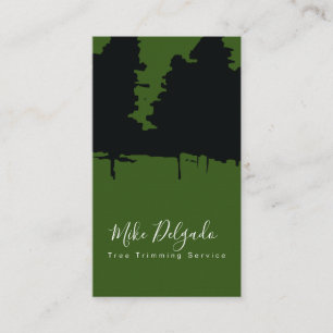 Tree Trimming Landscaping Bold Pine Trees Black Business Card