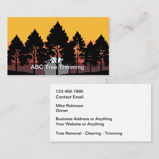 Tree Trimming Removal Clearing  Business Card (Front/Back)