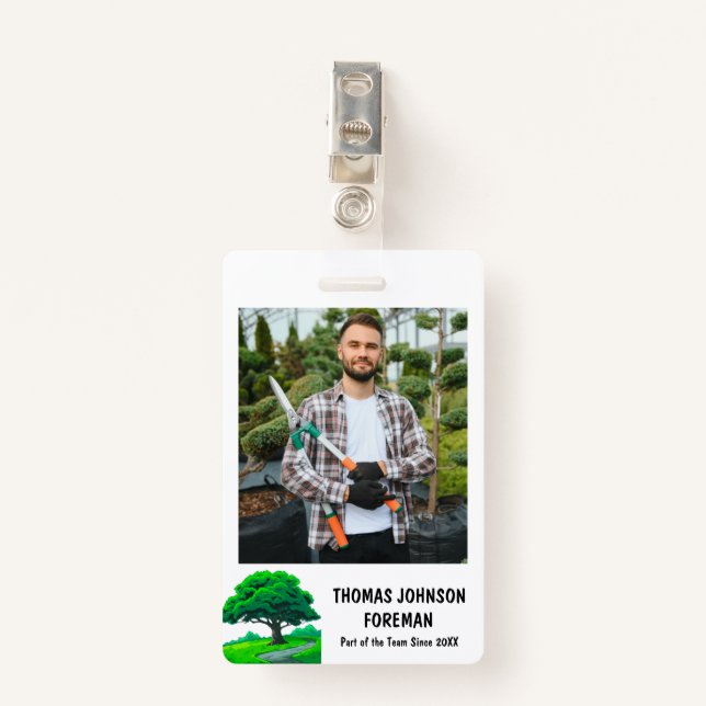 Tree Trimming Services Oak Tree Logo | Photo Badge (Front with Clip)