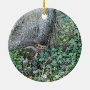 Tree trunk and ivy in forest ceramic ornament