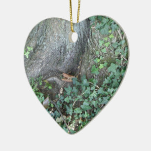 Tree trunk and ivy in forest ceramic ornament