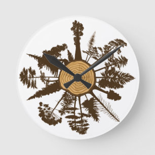 Tree Trunk Cross Section Growth Rings Pine Trees Round Clock