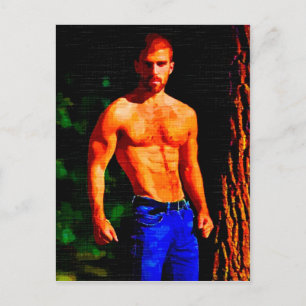 Tree Trunk Hunk Postcard