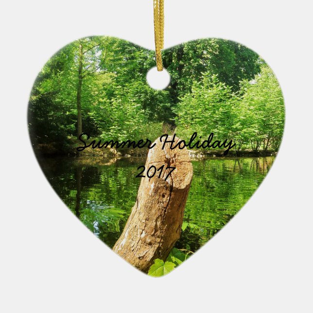 Tree Trunk Nature Photography Lake Park Ceramic Ornament (Front)