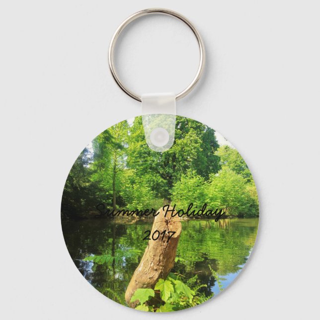 Tree Trunk Nature Photography Lake Park Keychain (Front)