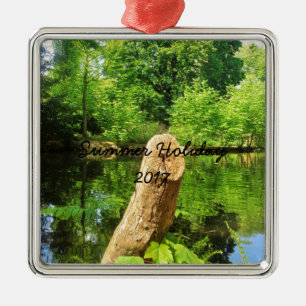 Tree Trunk Nature Photography Lake Park Metal Ornament
