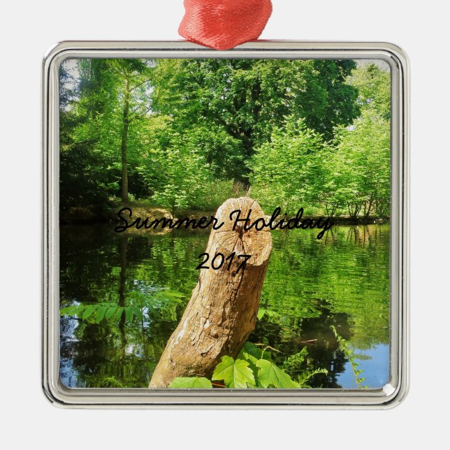 Tree Trunk Nature Photography Lake Park Metal Ornament (Front)
