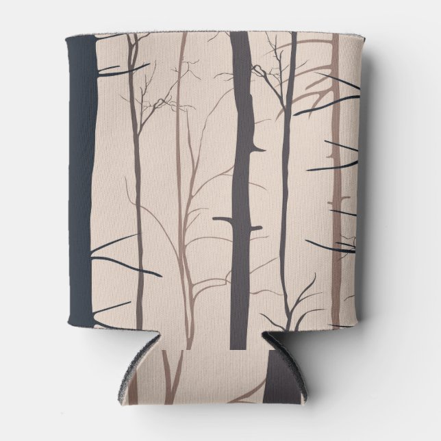 Tree trunks: lifeless forest silhouette. can cooler (Front)