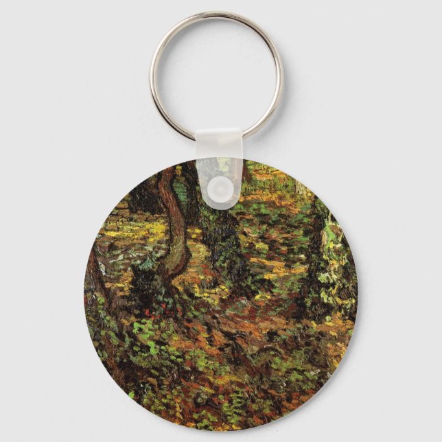 Tree Trunks with Ivy by Vincent van Gogh Keychain (Front)