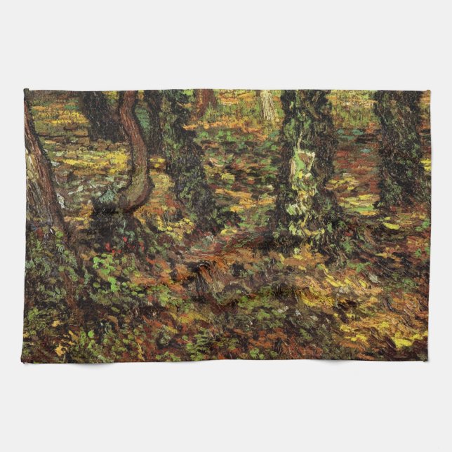 Tree Trunks with Ivy by Vincent van Gogh Kitchen Towel (Horizontal)