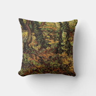 Tree Trunks with Ivy by Vincent van Gogh Throw Pillow