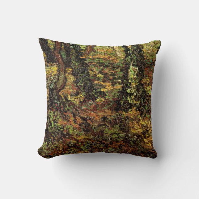 Tree Trunks with Ivy by Vincent van Gogh Throw Pillow (Front)
