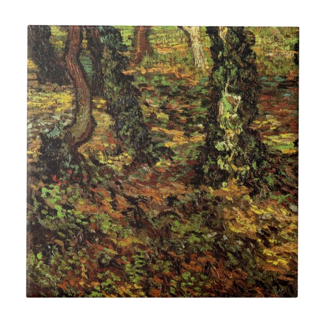 Tree Trunks with Ivy by Vincent van Gogh Tile (Front)