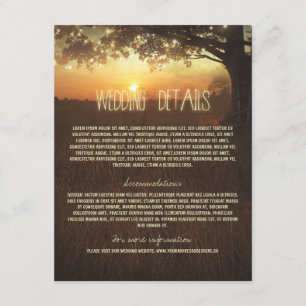 Tree Wedding Information Card with String Lights