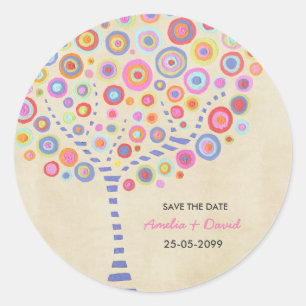 Tree Wedding Name Save the Date Label Sticker