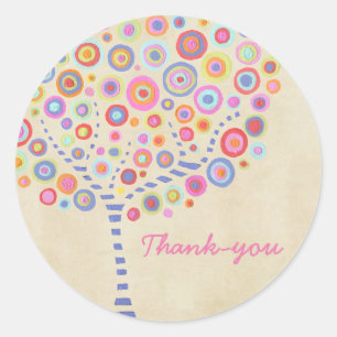 Tree Wedding Name Thank You Label Sticker