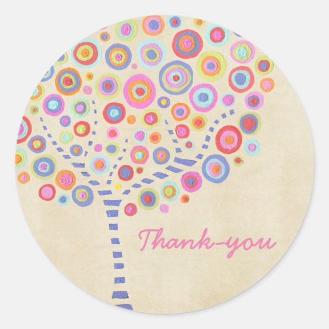Tree Wedding Name Thank You Label Sticker (Front)