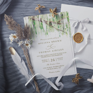 Tree Weeping Willow Rustic Elegant Modern Wedding Invitation