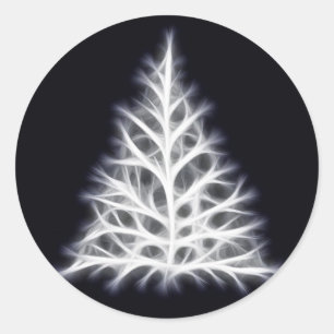 Tree White Christmas Graphic Classic Round Sticker