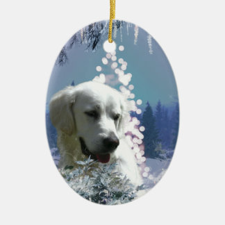 Tree White Lab Ceramic Ornament
