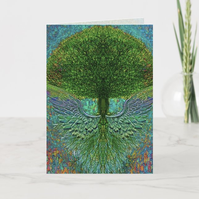 Tree with Angel Wings Graphic Arts Card (Front)