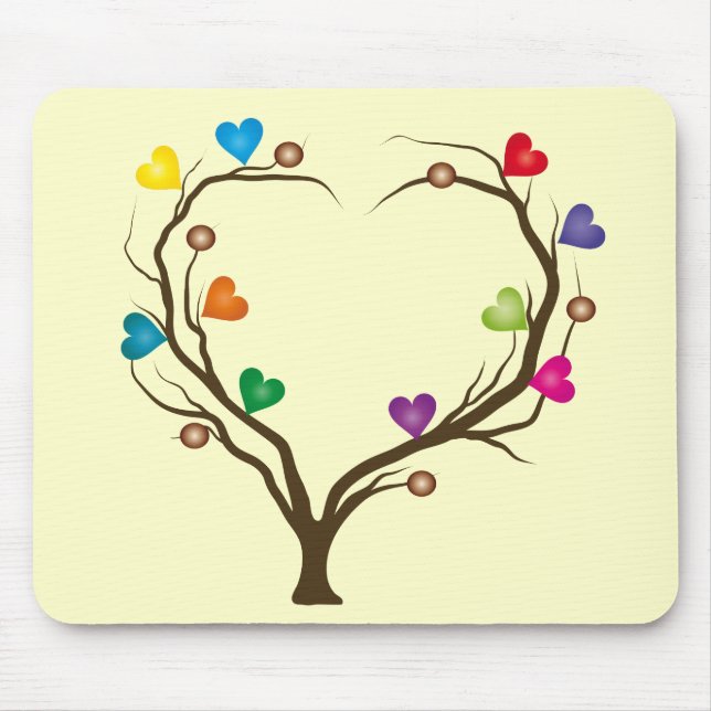 tree with bright hearts mouse pad (Front)