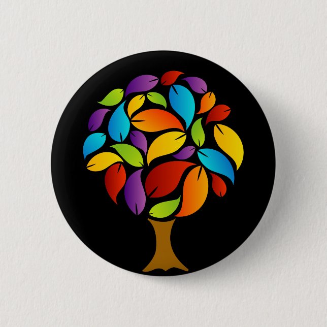 Tree with colourful leaves 2 inch round button (Front)