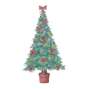 tree with decorations red bows bells christmas tie