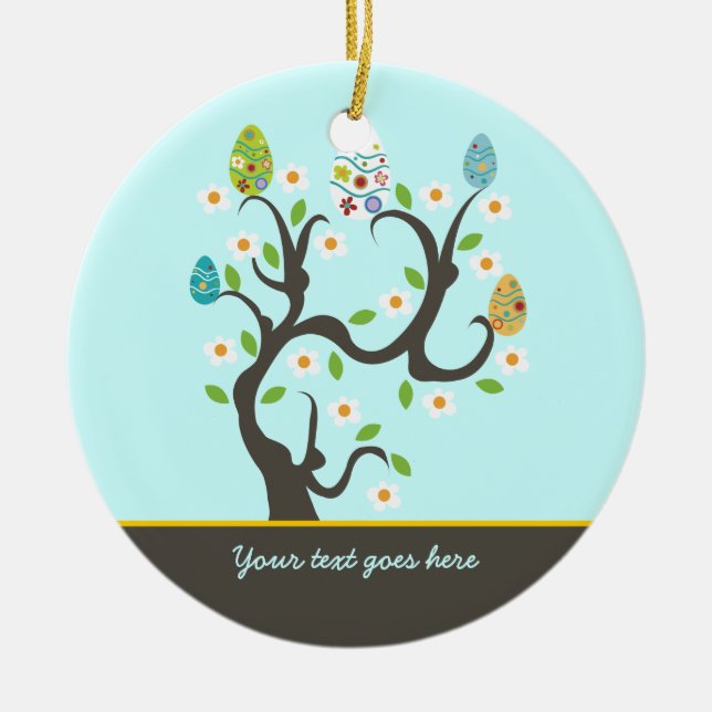 Tree with Easter eggs and flowers custom ornament (Front)