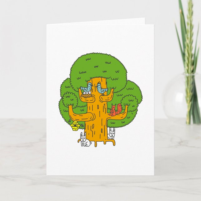 Tree with Forest Animals Cute Nature  Card (Creator Uploaded)