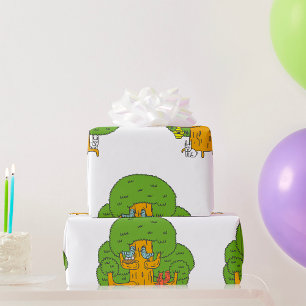Tree with Forest Animals Cute Nature  Wrapping Paper