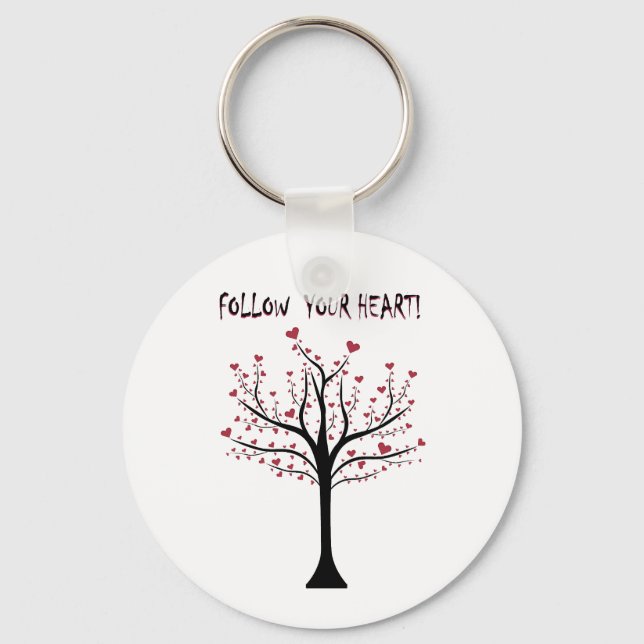 tree with hearts follow my heart   keychain (Front)
