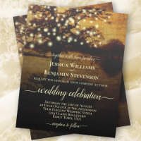 Tree with Lights Rustic BUDGET Wedding Invite