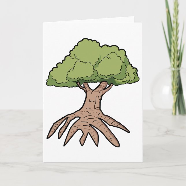Tree With Long Roots Greeting Cards (Front)