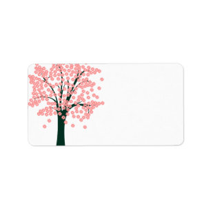 Tree with Pink Flowers Label