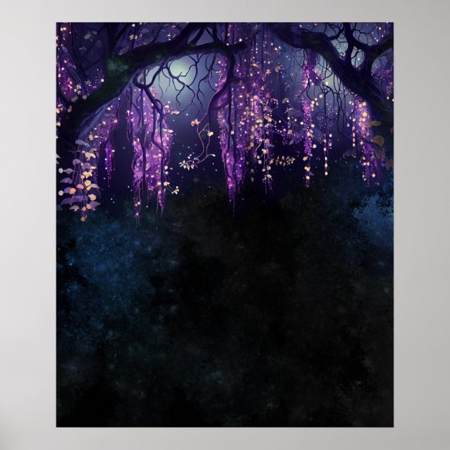 Tree with Purple Leaves Wisteria Spells Digital Poster (Front)