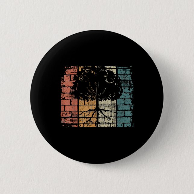 Tree With Roots - Retro Nature Environmental 2 Inch Round Button (Front)