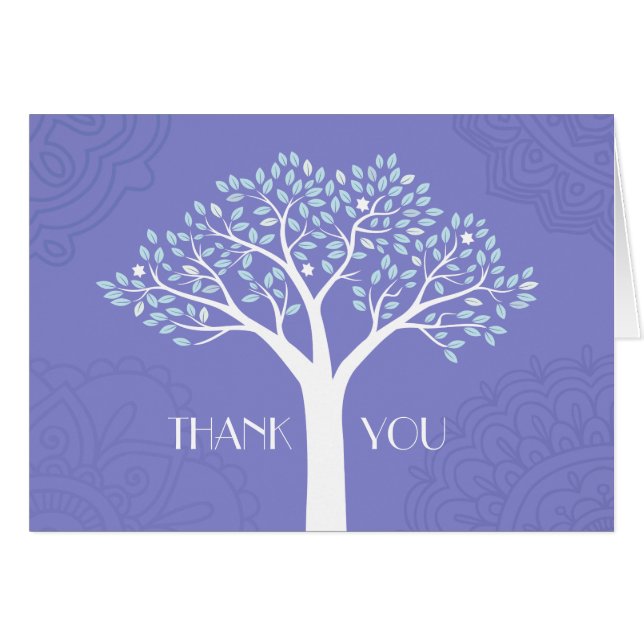 TREE WITH STARS Wedding Thank You Card (Front Horizontal)