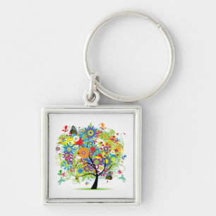 Tree With Things In Nature Keychain