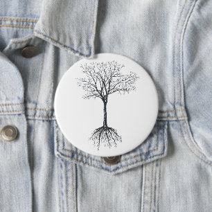 Tree without leaves 4 inch round button