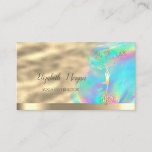 Tree Women Silhouette,Holographic Ink Yoga Business Card