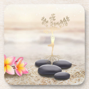  Tree Women Silhouette Zen Stones   Coaster