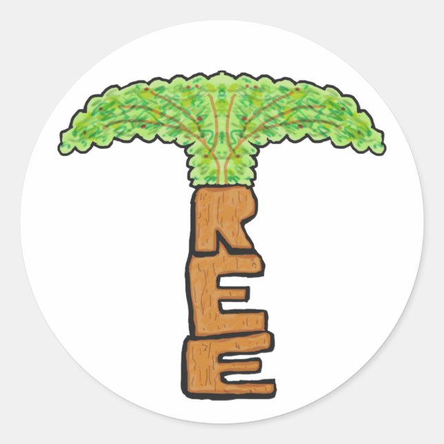 Tree Word Classic Round Sticker (Front)