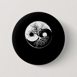 Tree Yin Yang Bonsai China Harmony Meditation Gift 2 Inch Round Button