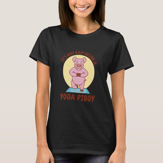 Tree Yoga Pose Pig T-Shirt (Front)