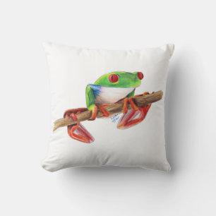 Treefrog tree frog cute animal illustration drawin throw pillow