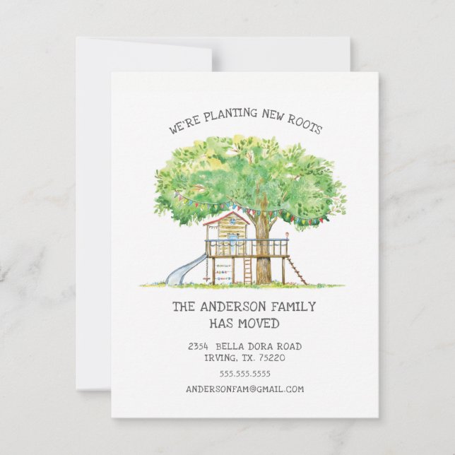 Treehouse Cute Family Moving Faire-part (Devant)