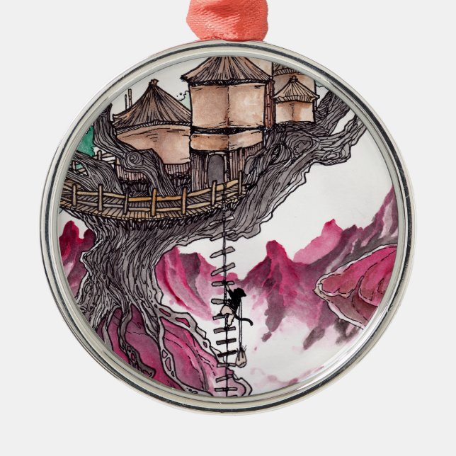 Treehouse Metal Ornament (Front)