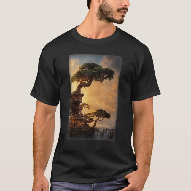 Treehouse Pirate Ship Pirate Of The Caribbean Anim T-Shirt (Front)