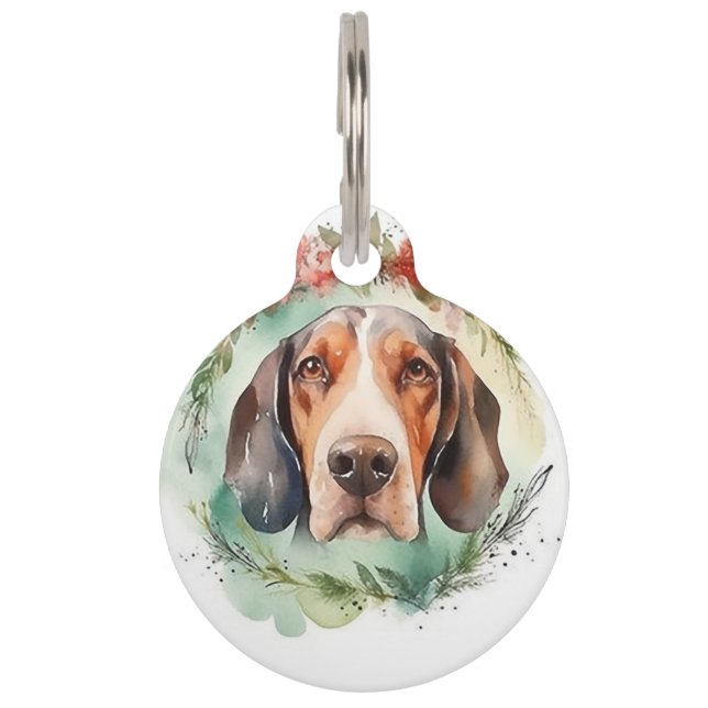 Treeing Walker Christmas Wreath Festive Pup  Pet Tag (Front)